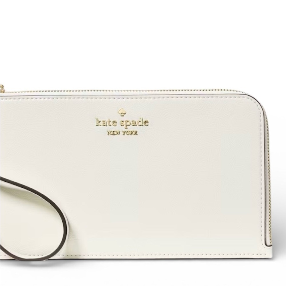 Kate Spade Lucy Crinkle Patent Medium L-zip Wristlet White - Picture 4 of 4